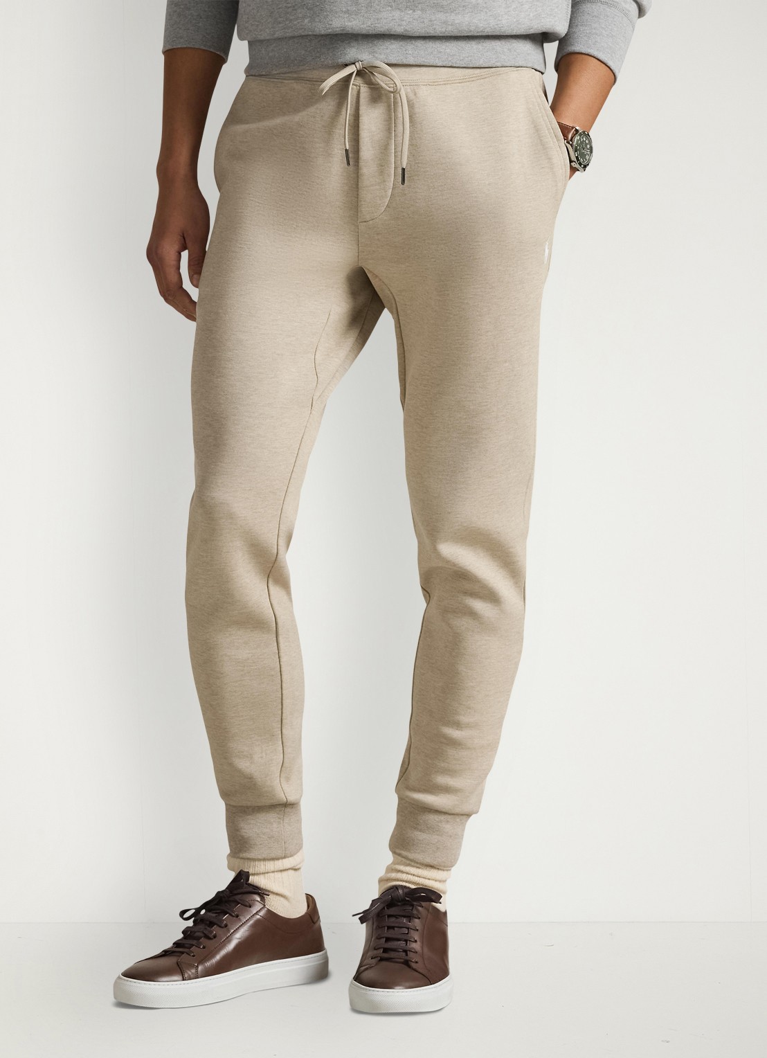 Ralph Lauren Tapered fit joggingbroek met logoborduring - detail tuscan beige heather