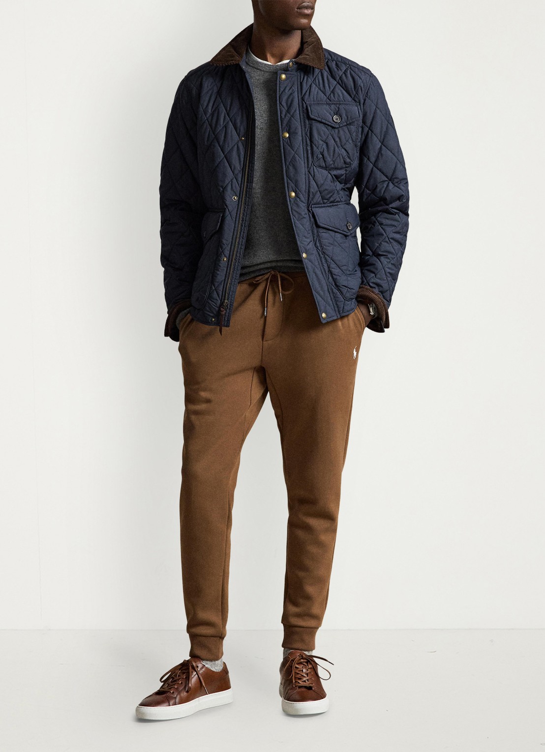 Ralph Lauren Tapered fit joggingbroek met logoborduring - voorkant 4 luggage brown / bruin