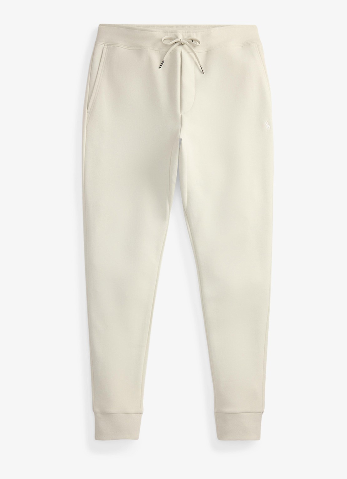 Ralph Lauren Tapered fit joggingbroek met logoborduring - voorkant 4 stone pebble / gebroken wit