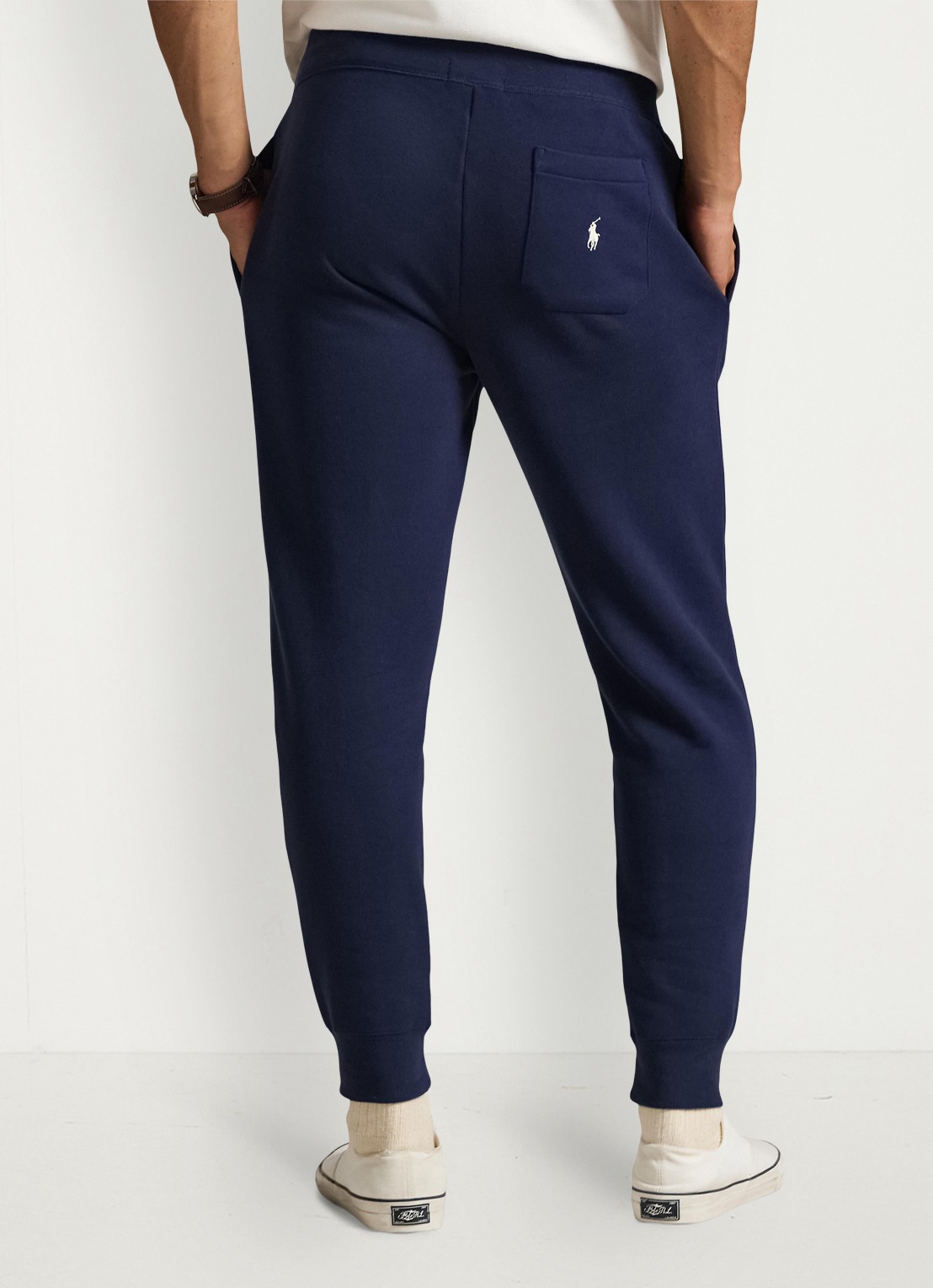 Ralph Lauren Tapered fit joggingbroek van fleece met logo - achterkant cruise navy / donkerblauw