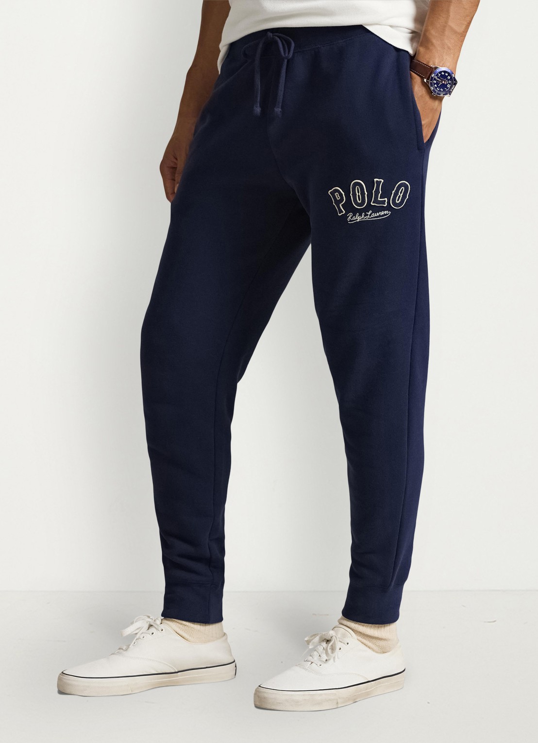 Ralph Lauren Tapered fit joggingbroek van fleece met logo - detail 2 cruise navy / donkerblauw