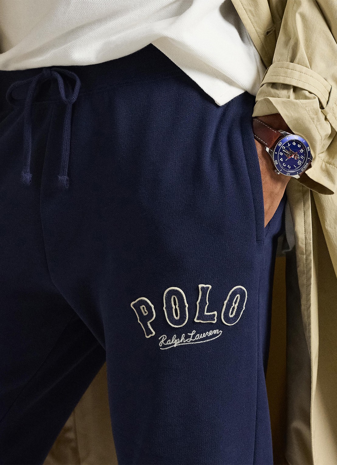Ralph Lauren Tapered fit joggingbroek van fleece met logo - detail 3 cruise navy / donkerblauw