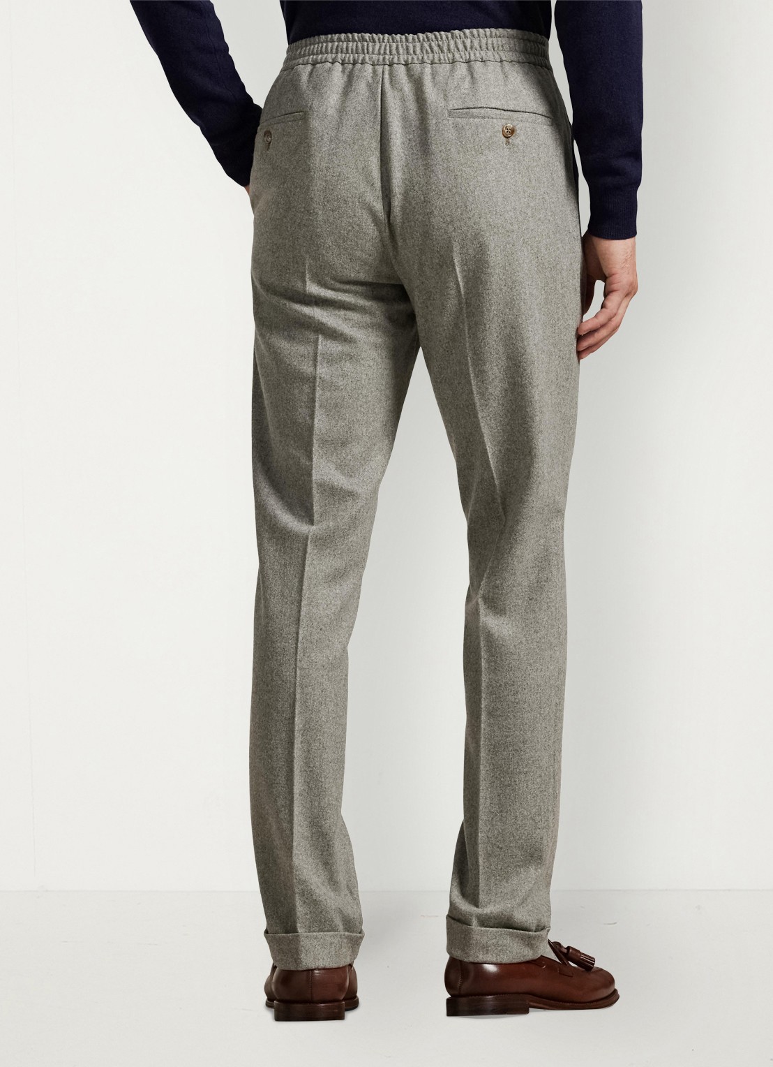 Ralph Lauren Tapered fit pantalon van wol - achterkant 5 light grey / lichtgrijs