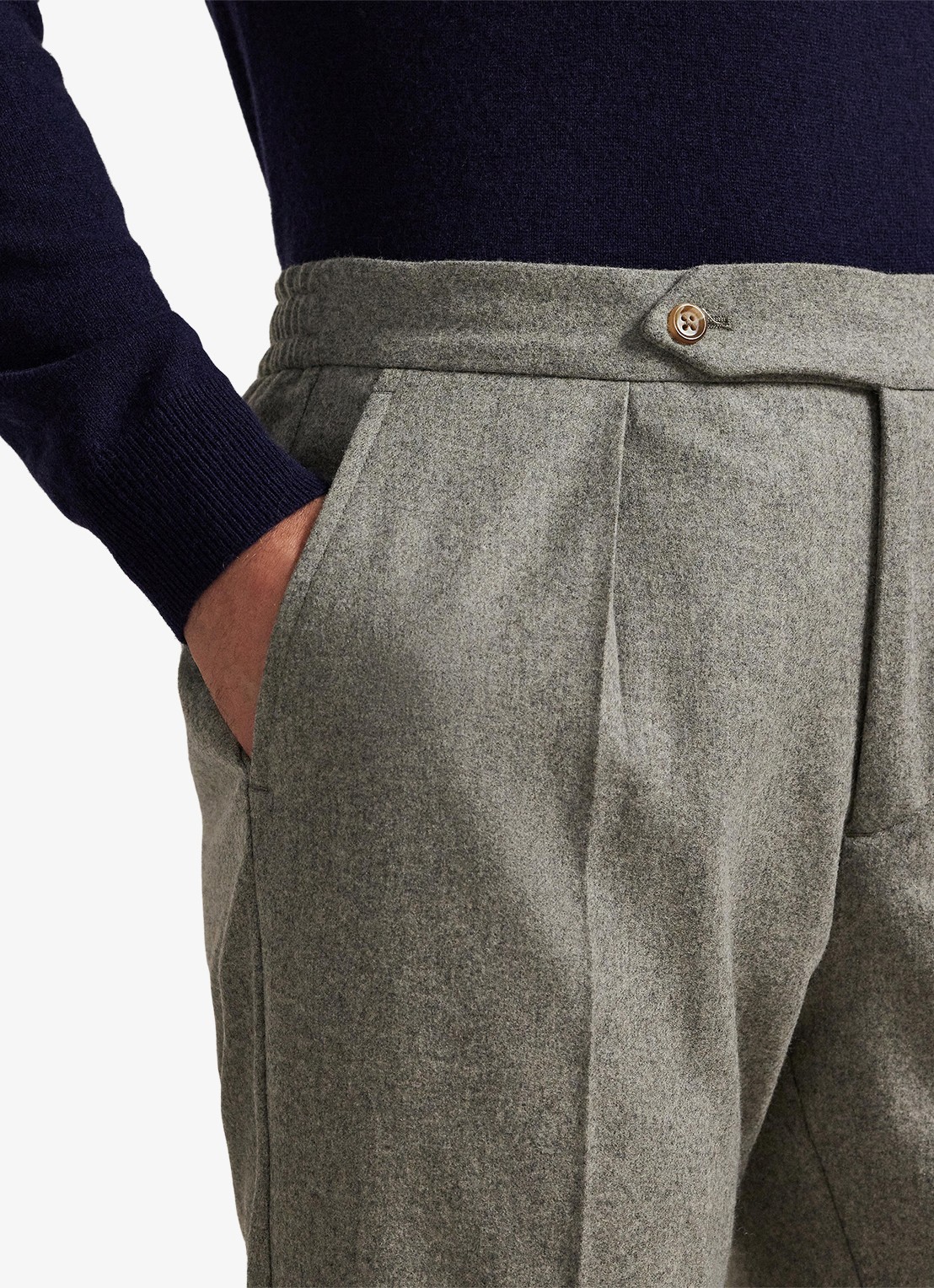 Ralph Lauren Tapered fit pantalon van wol - detail 4 light grey / lichtgrijs