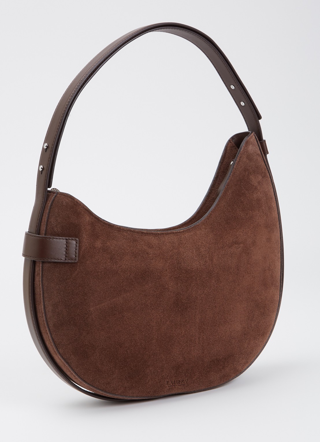 Ralph Lauren Tasha Large schoudertas van suède - achterkant 2 bruin