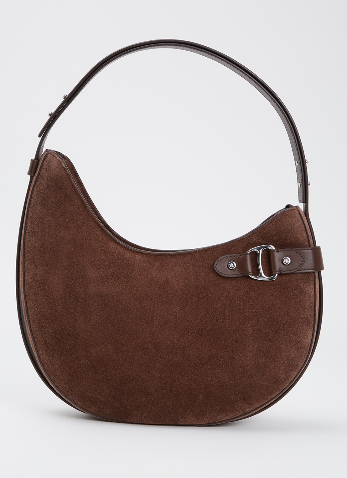 Ralph Lauren Tasha Large schoudertas van suède - voorkant bruin