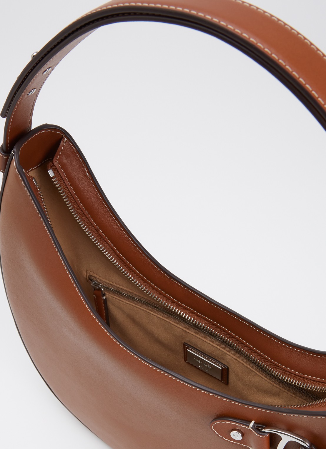 Ralph Lauren Tasha Large schoudertas van suède - detail 2 cognac