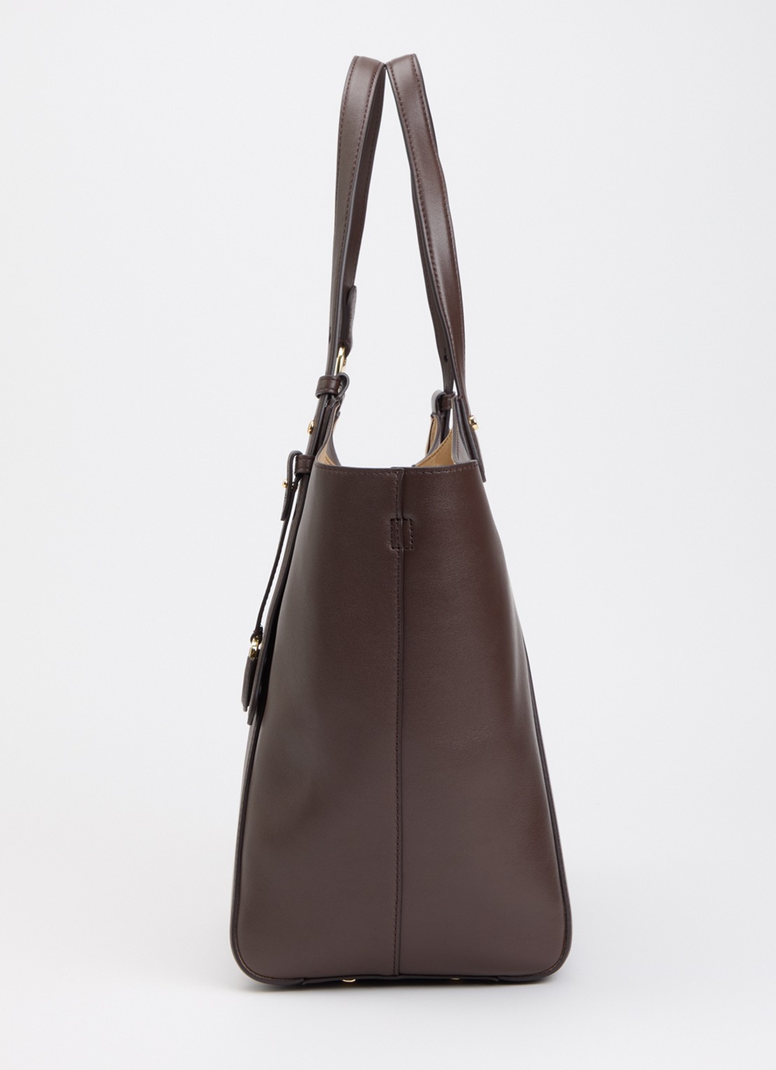 Ralph Lauren Tasha shopper van leer met verstelbare schouderriem - detail 3 lichtbruin