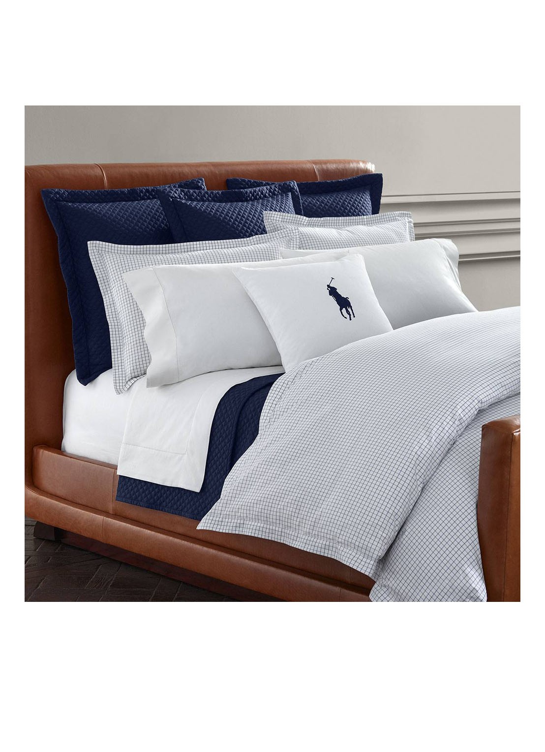 Ralph Lauren Tattersal hoeslaken  katoen - achterkant wit