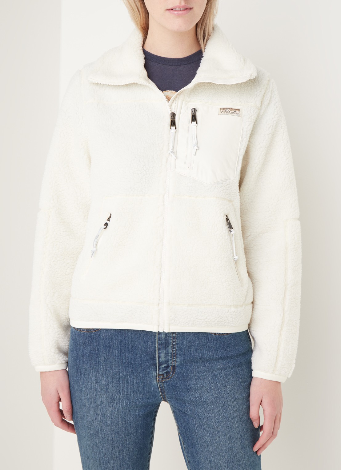 Ralph Lauren Teddy jack met ritszakken - detail 3 gebroken wit
