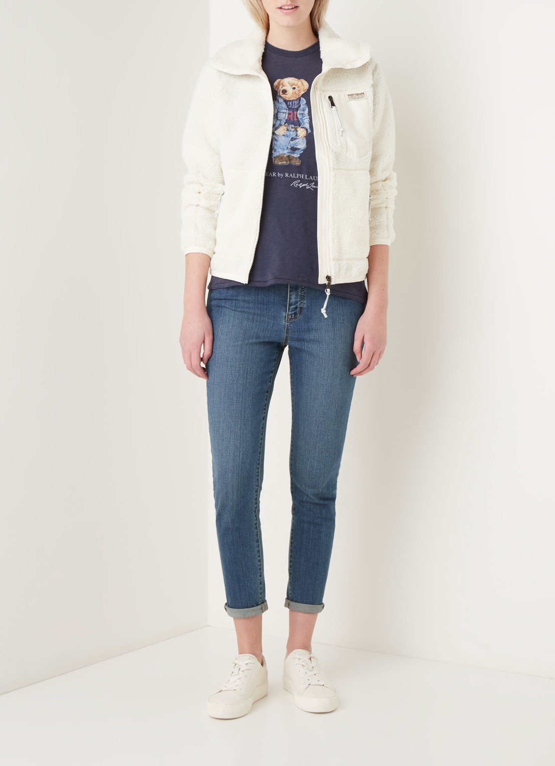 Ralph Lauren Teddy jack met ritszakken - voorkant 2 gebroken wit