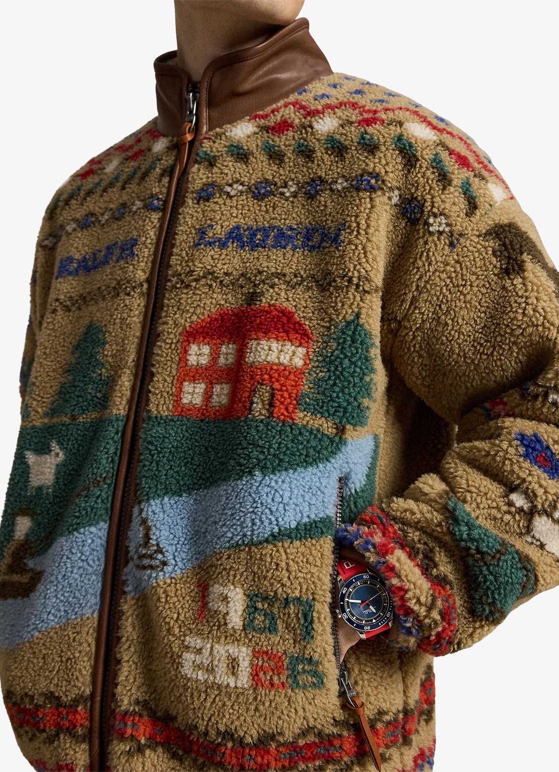 Ralph Lauren Teddy jas met print - detail 2 montana khaki / khaki