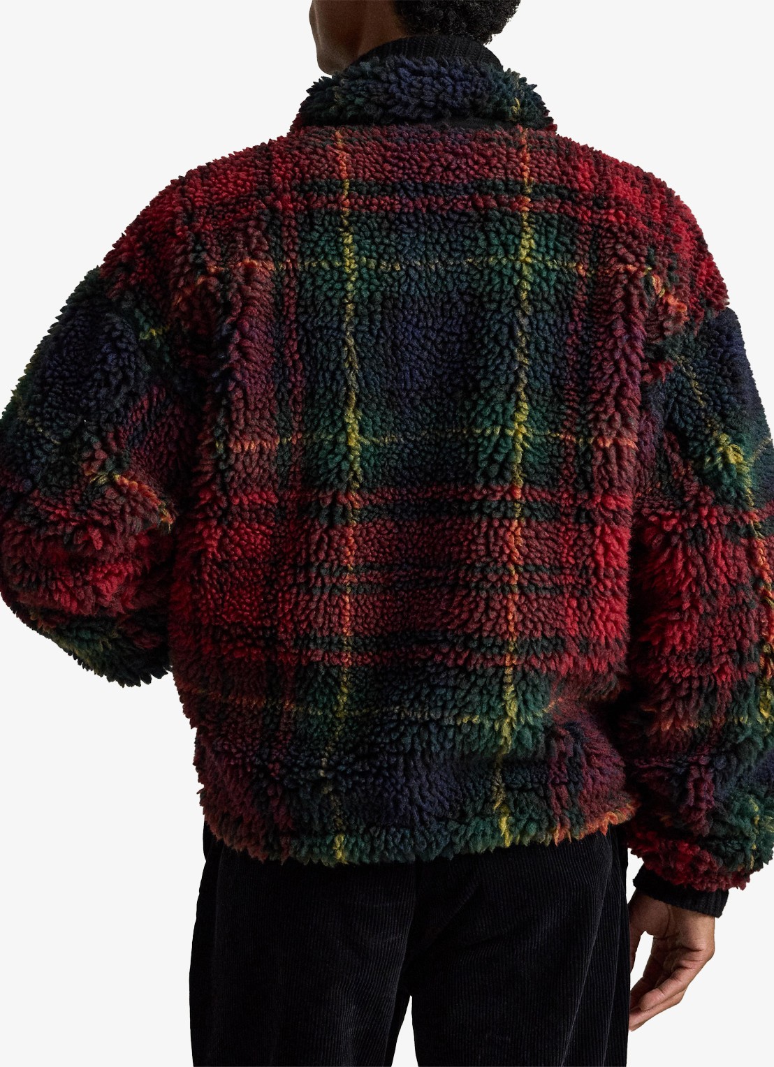 Ralph Lauren Teddy jas met ruitdessin en steekzakken - achterkant 5 macro holiday plaid / rood