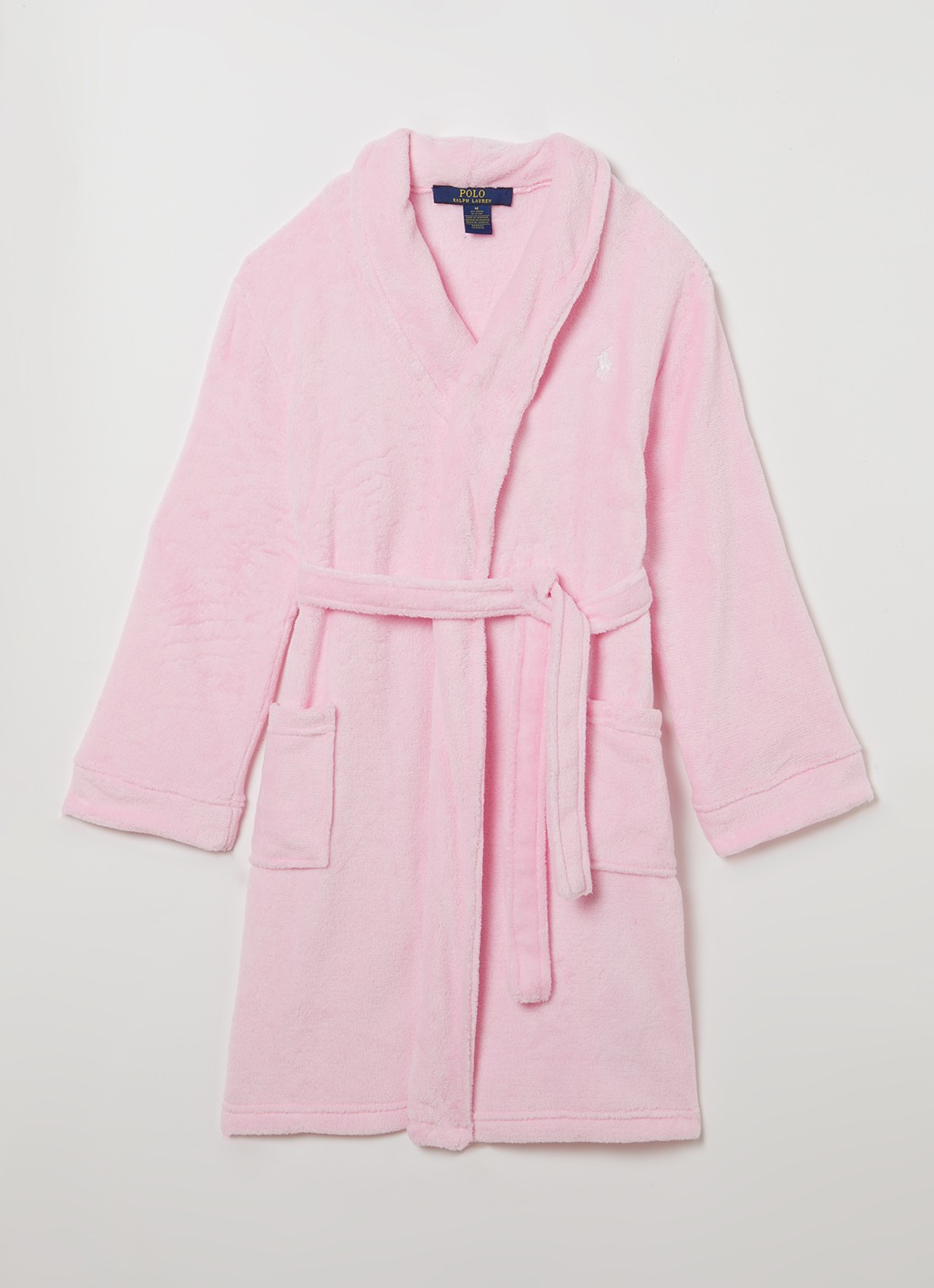 Ralph Lauren Terry badjas met logoborduring en opgestikte zakken - voorkant 2 roze