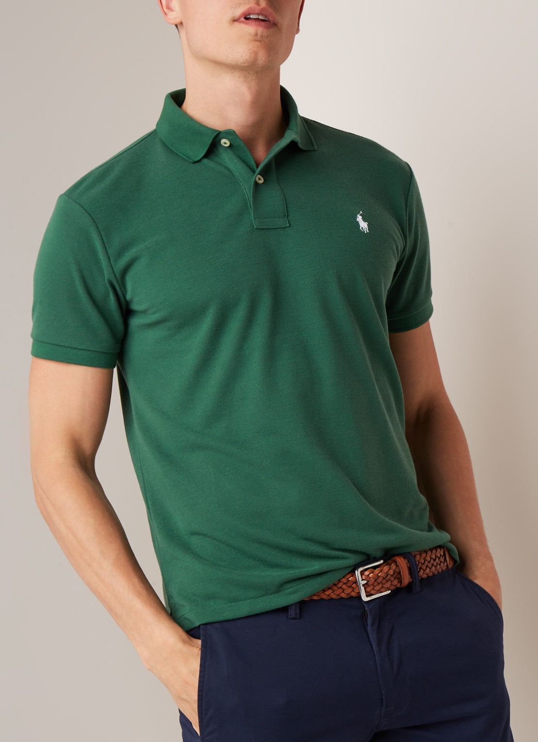 Ralph Lauren The Earth regular fit polo vervaardigd uit gerecycled plastic  - detail groen