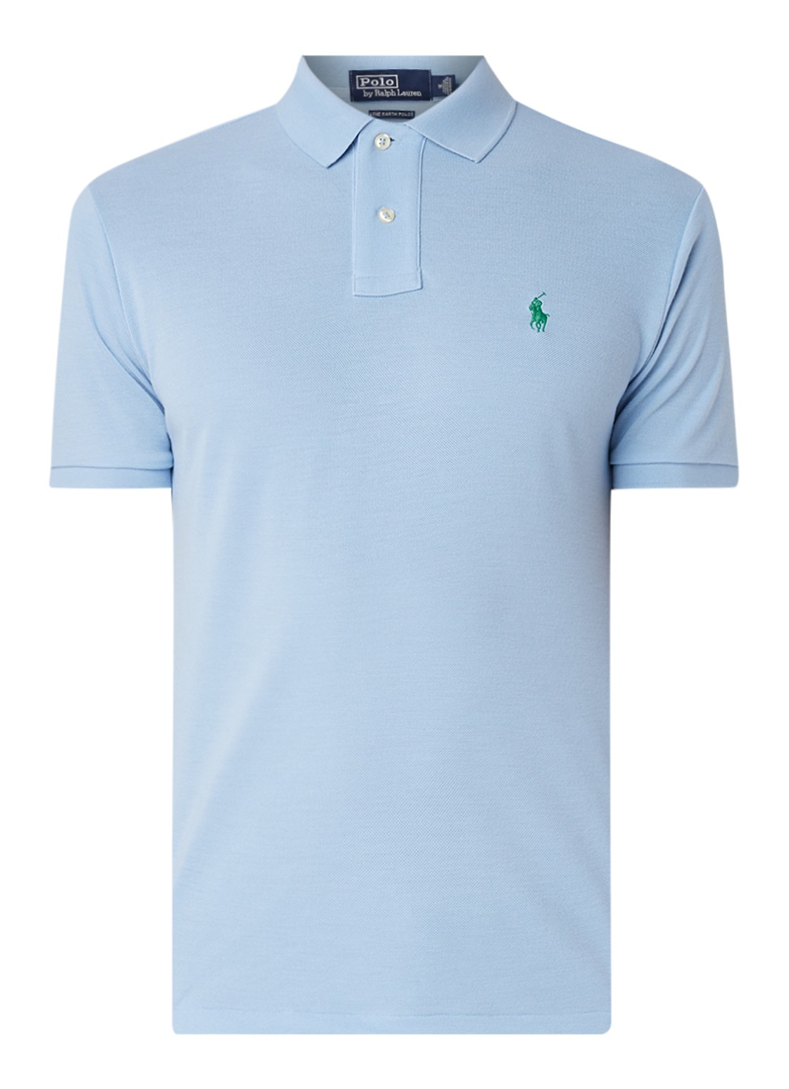 Ralph Lauren The Earth regular fit polo vervaardigd uit gerecycled plastic  - voorkant blue