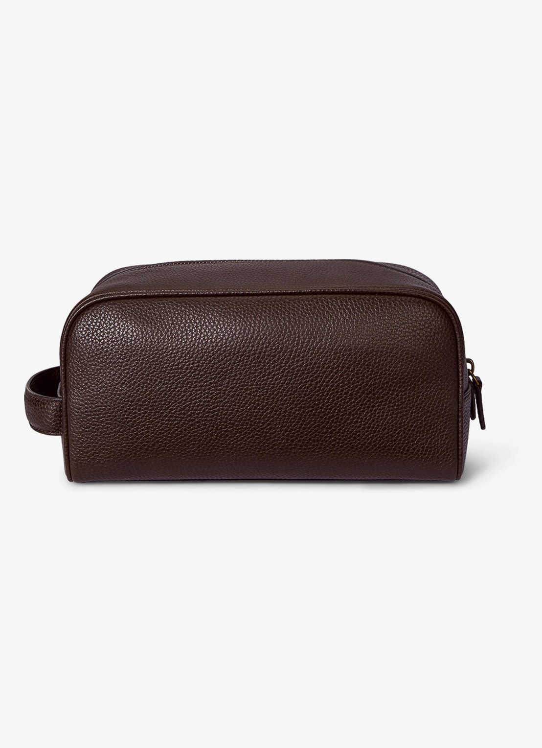 Ralph Lauren Toilettas van leer - achterkant donkerbruin