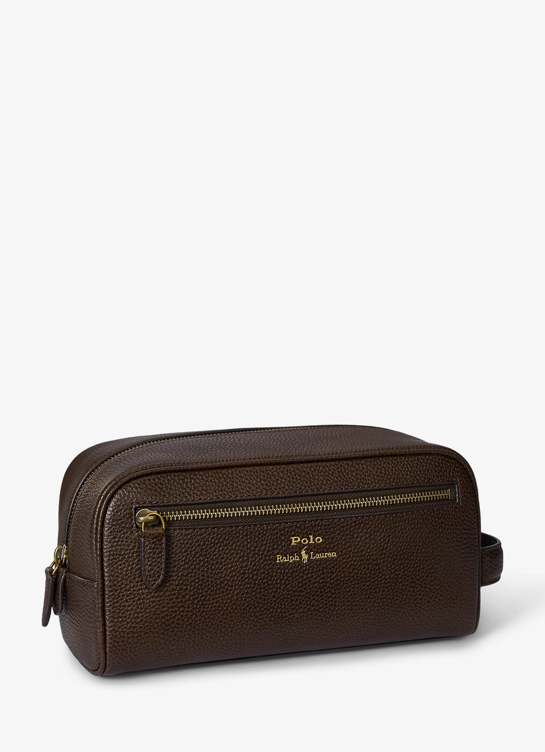Ralph Lauren Toilettas van leer - detail 2 donkerbruin