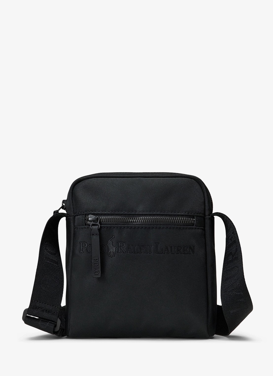 Ralph Lauren Tonal crossbodytas met logo - voorkant 2 black / zwart