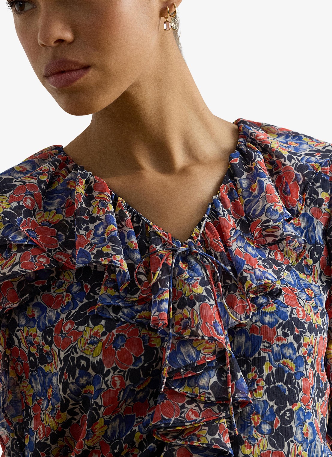 Ralph Lauren Top met bloemenprint en ruches - detail 5 red / rood