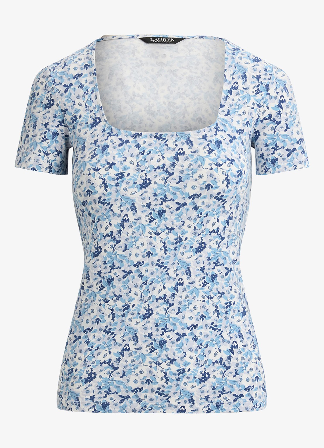 Ralph Lauren Top met bloemenprint - voorkant 2 white/blue / blauw