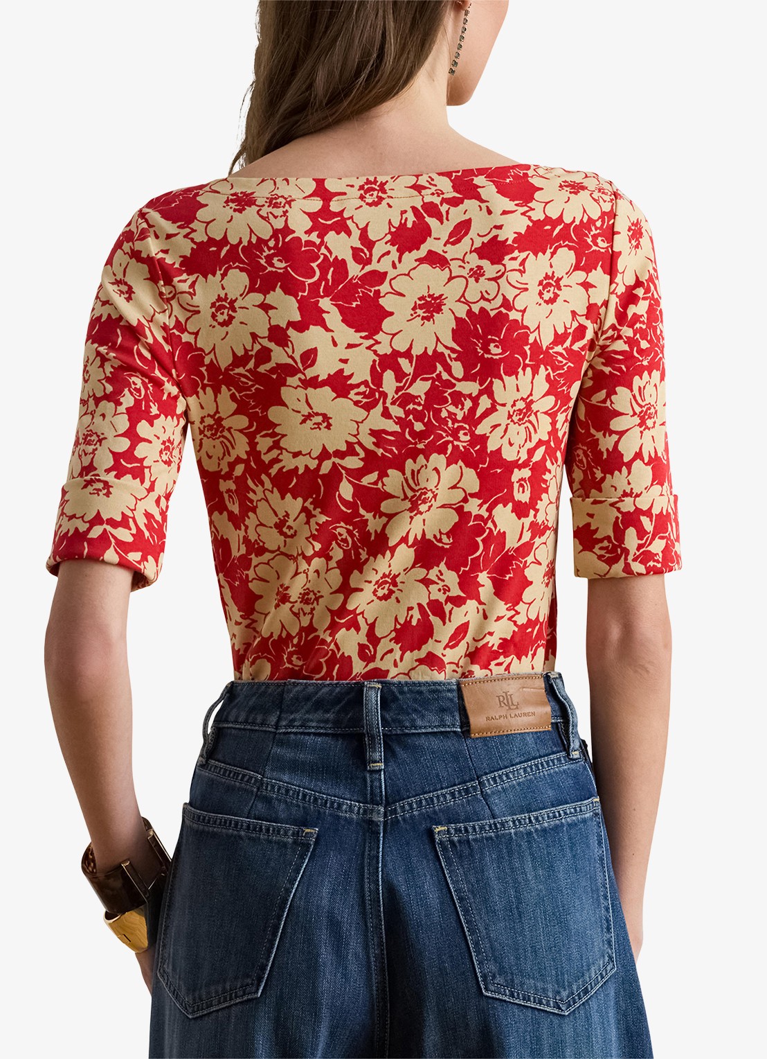 Ralph Lauren Top met bloemenprint - achterkant 3 red tan / rood