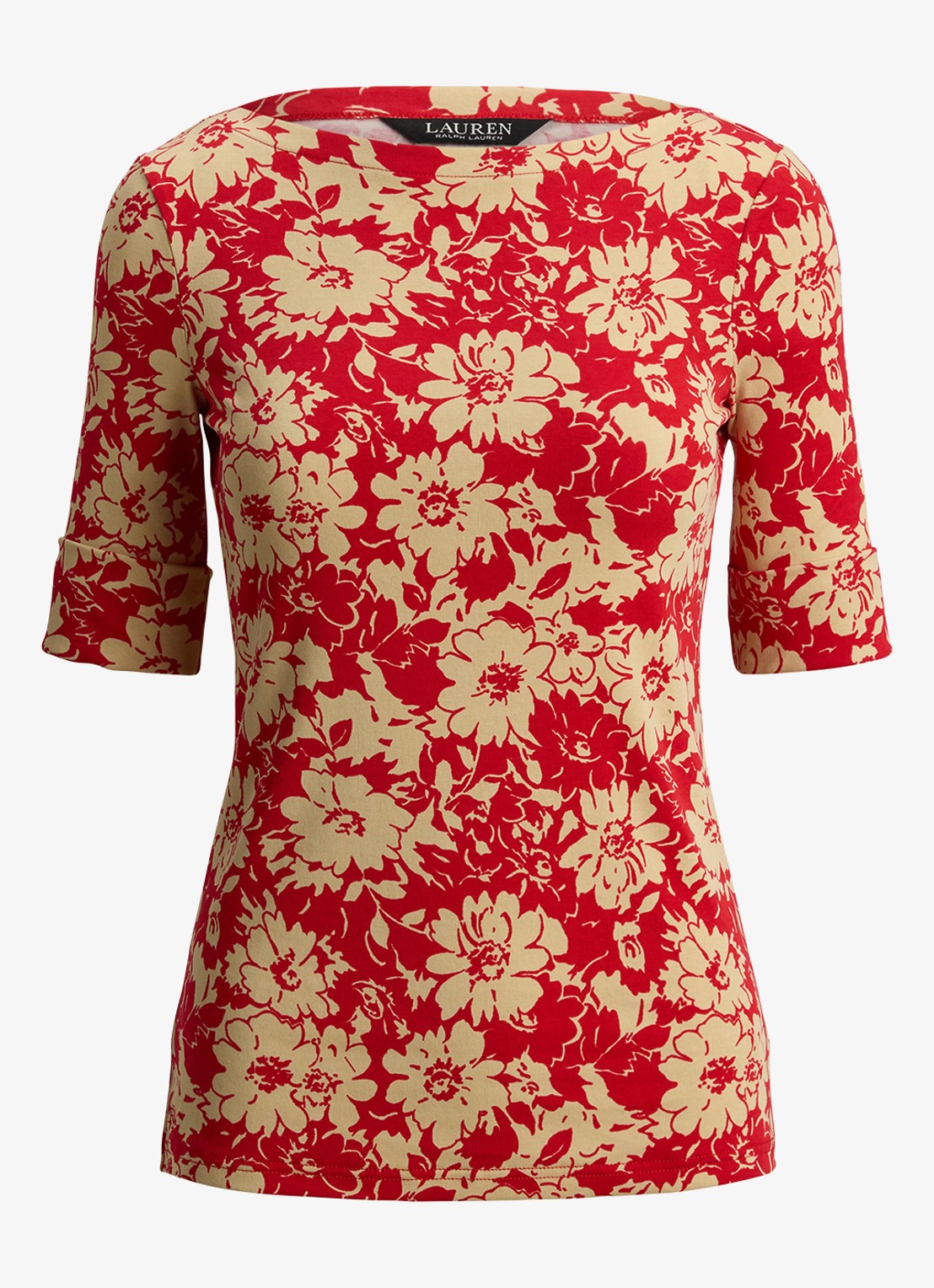 Ralph Lauren Top met bloemenprint - voorkant red tan / rood