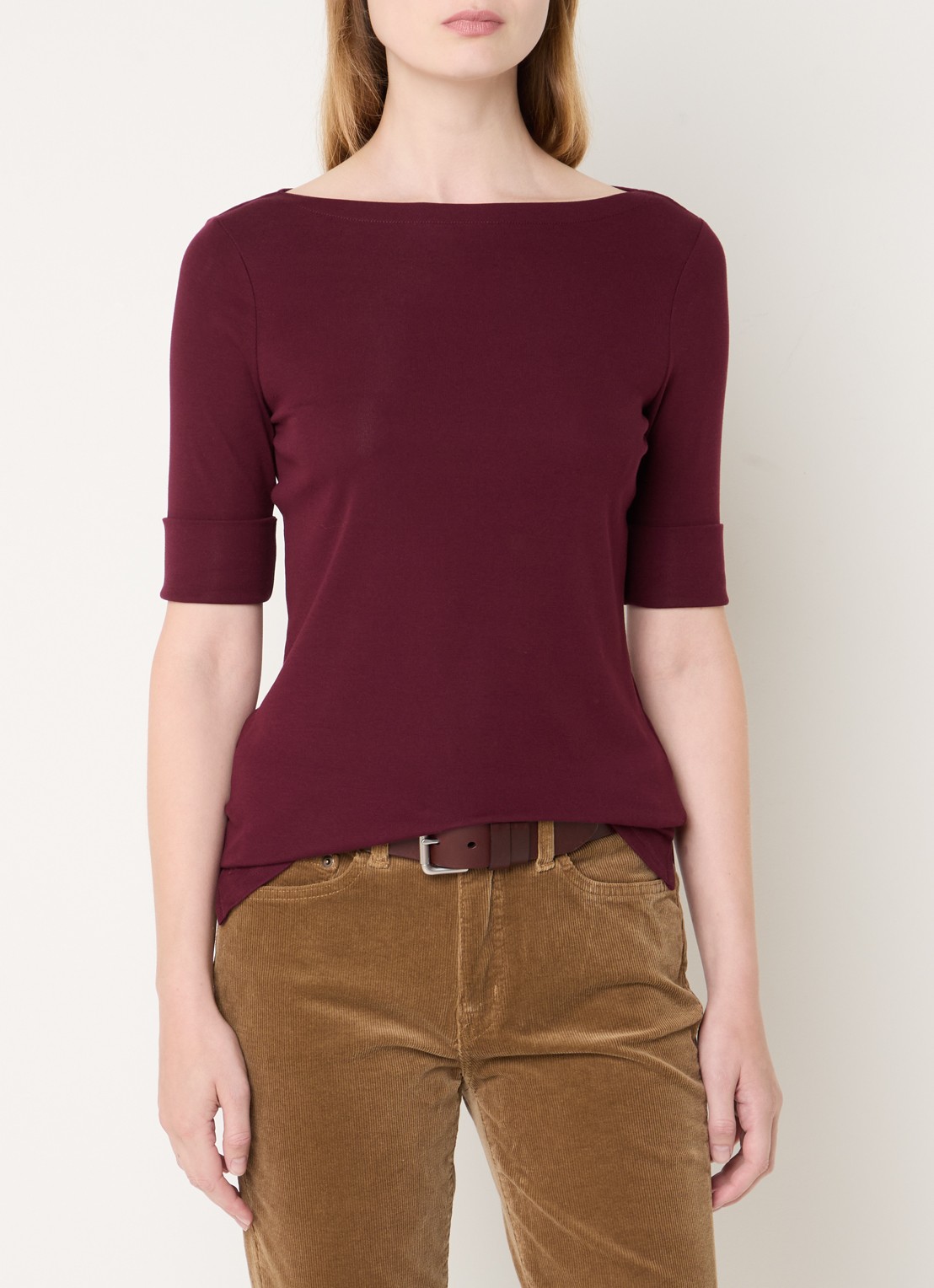 Ralph Lauren Top met boothals - detail pinot noir / rood