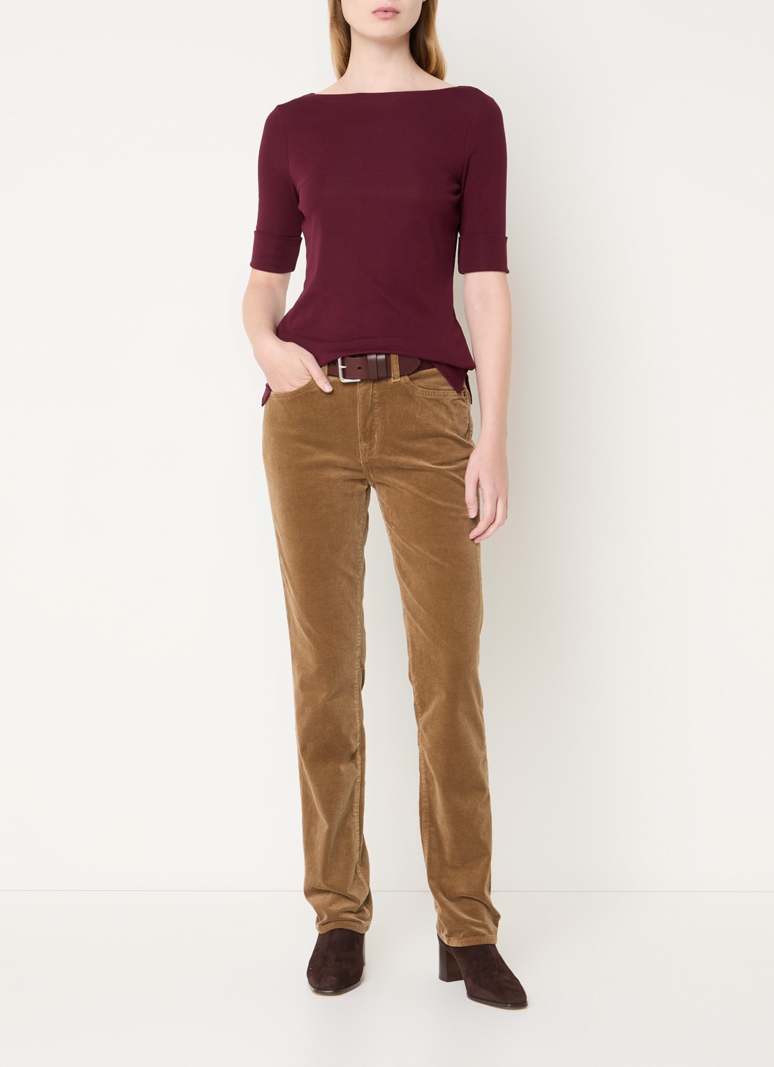 Ralph Lauren Top met boothals - voorkant 3 pinot noir / rood