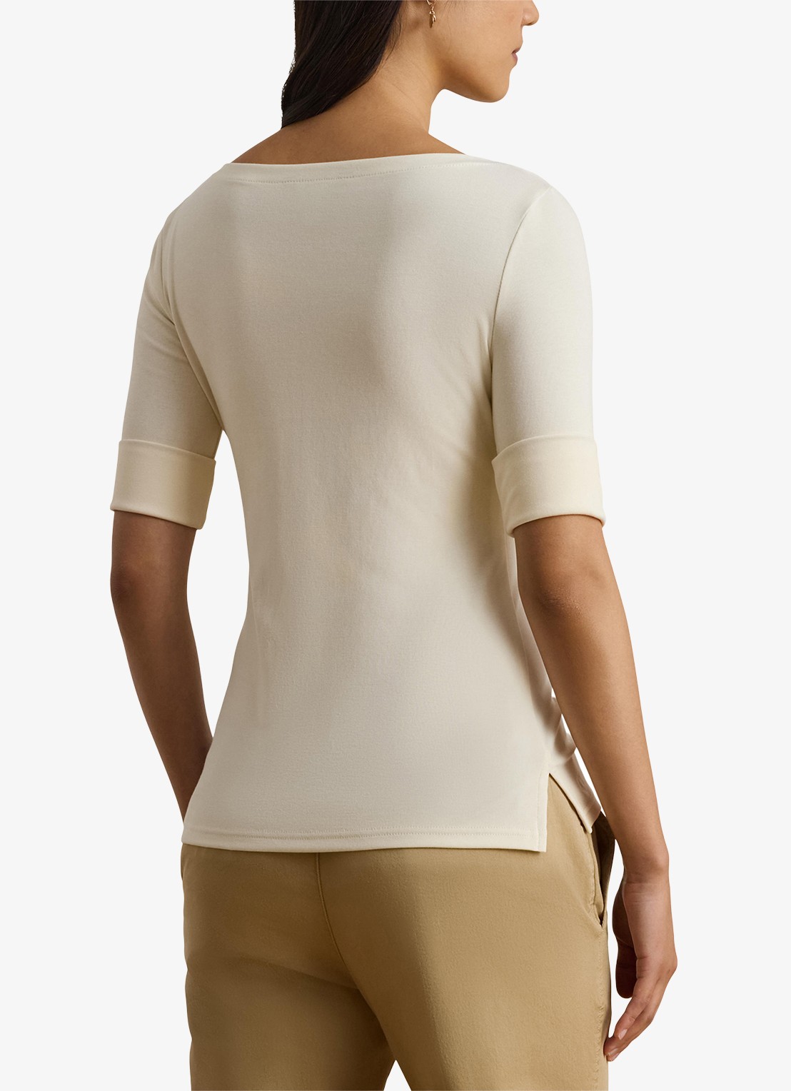 Ralph Lauren Top met boothals - achterkant 5 mascarpone cream / beige