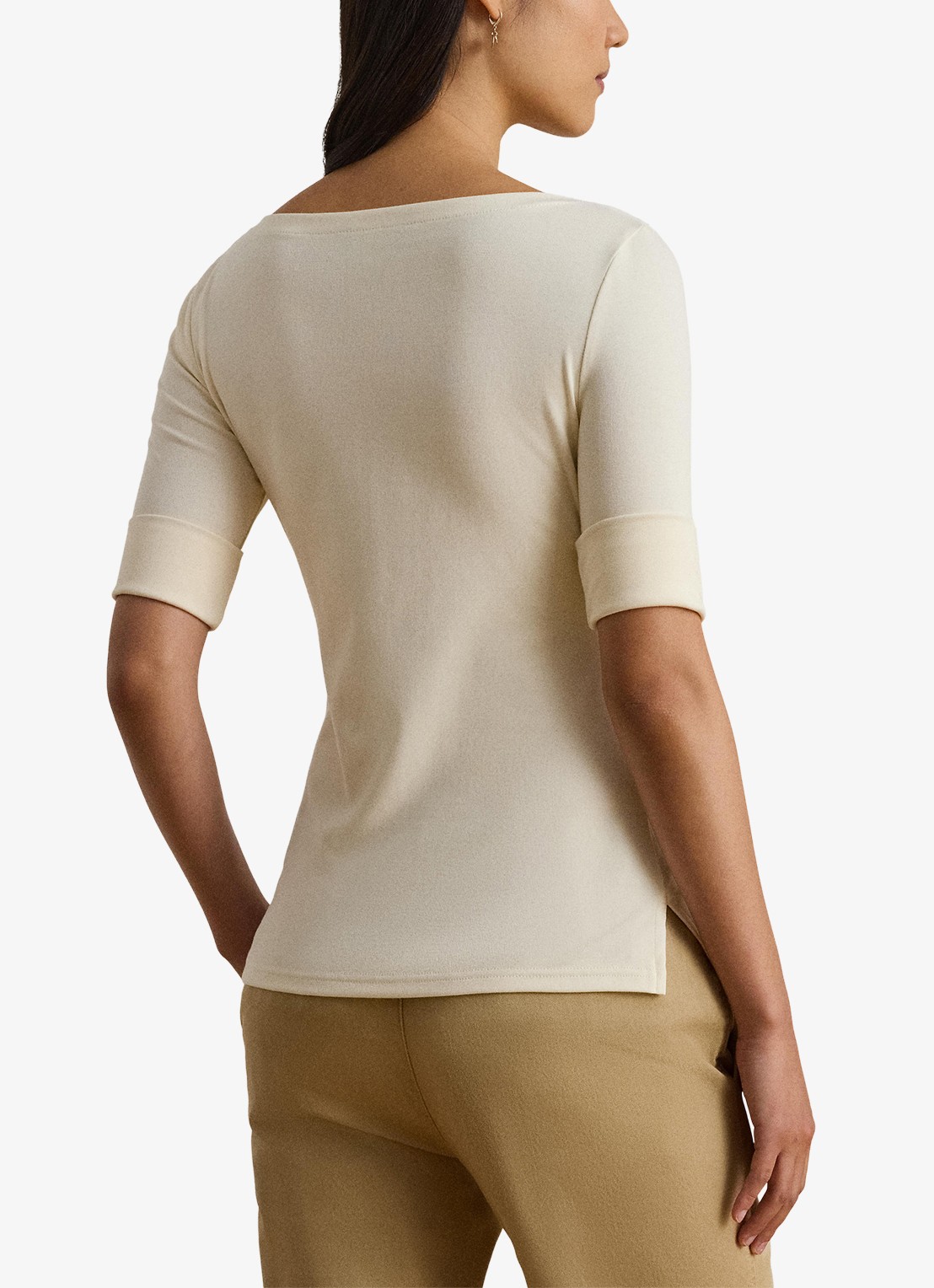 Ralph Lauren Top met boothals - achterkant 3 mascarpone cream / beige