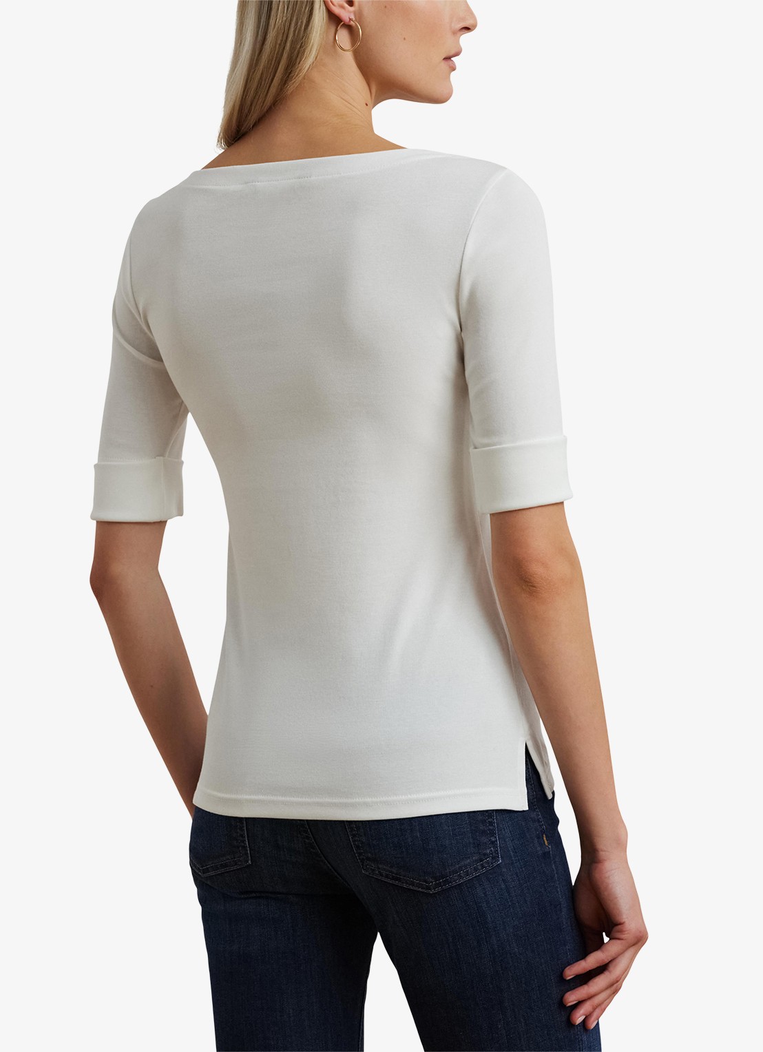 Ralph Lauren Top met boothals - achterkant white / wit
