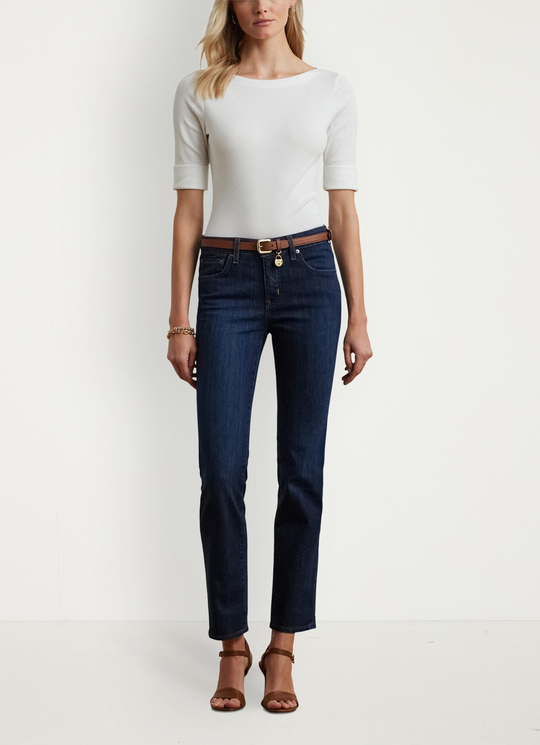 Ralph Lauren Top met boothals - voorkant 10 white / wit