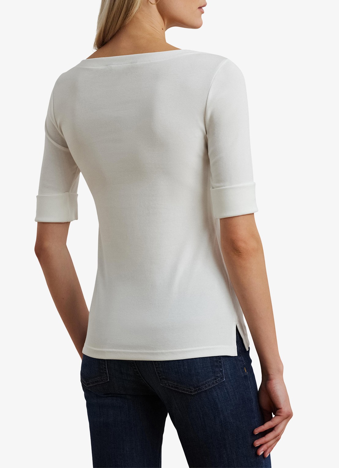 Ralph Lauren Top met boothals - achterkant 2 white / wit