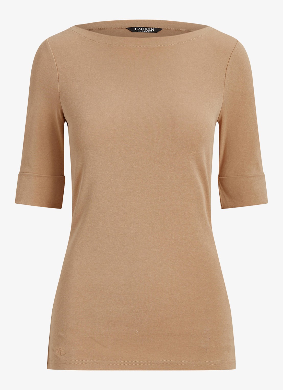 Ralph Lauren Top met boothals - voorkant classic camel / beige