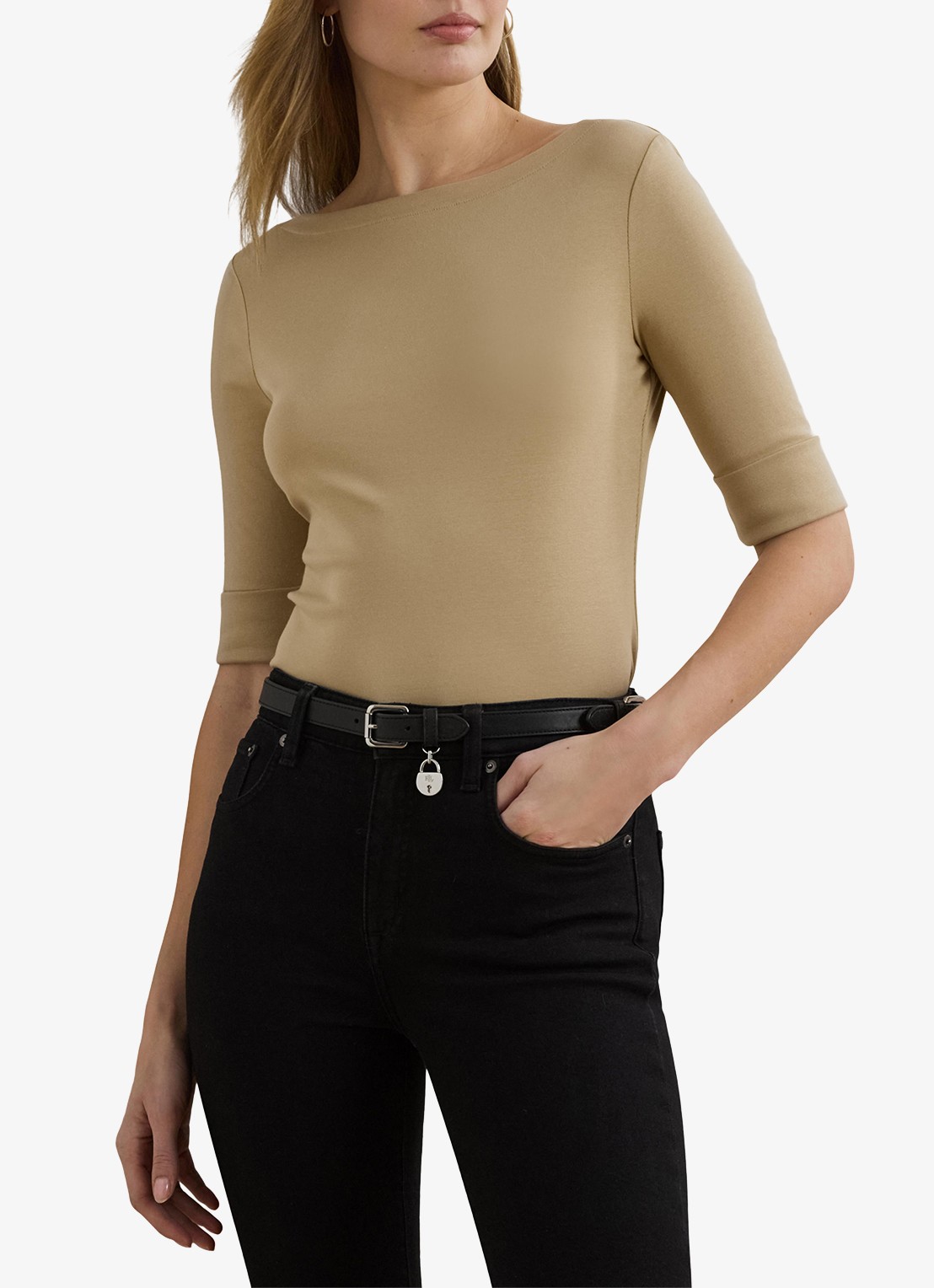 Ralph Lauren Top met boothals - detail 4 birch tan / beige