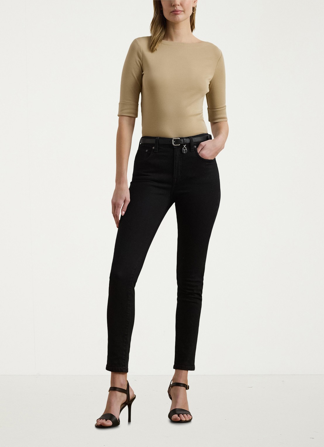 Ralph Lauren Top met boothals - voorkant 3 birch tan / beige