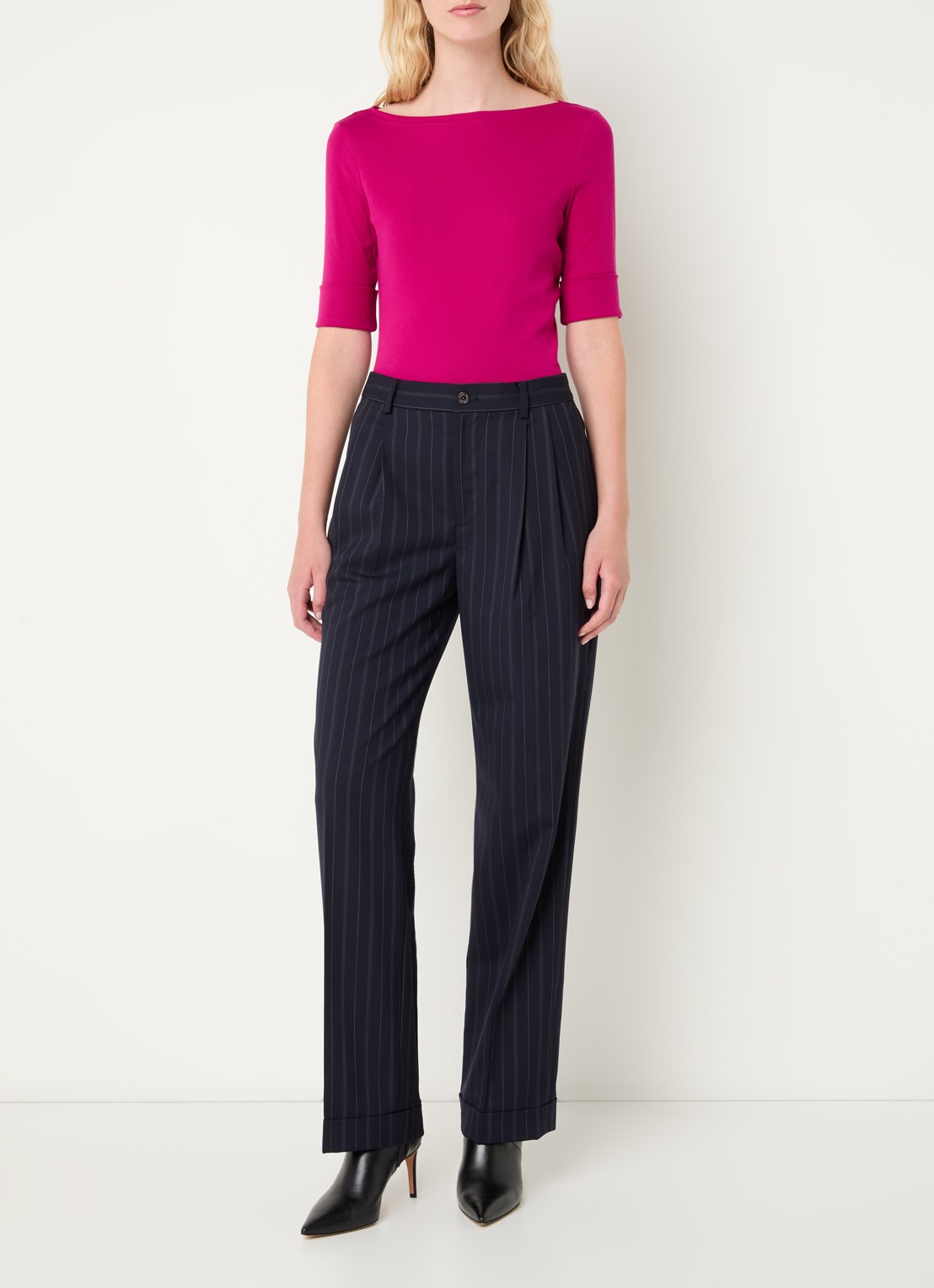 Ralph Lauren Top met boothals - voorkant 4 fuschia berry / roze