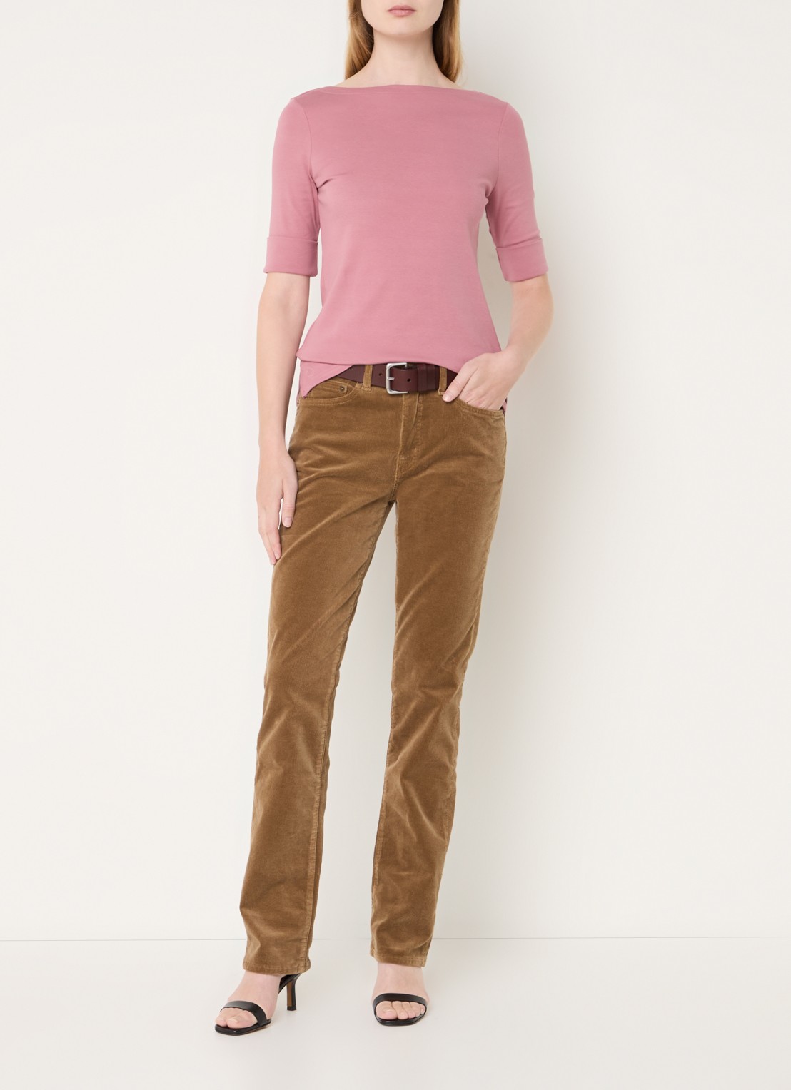 Ralph Lauren Top met boothals - voorkant 2 rose blush / roze