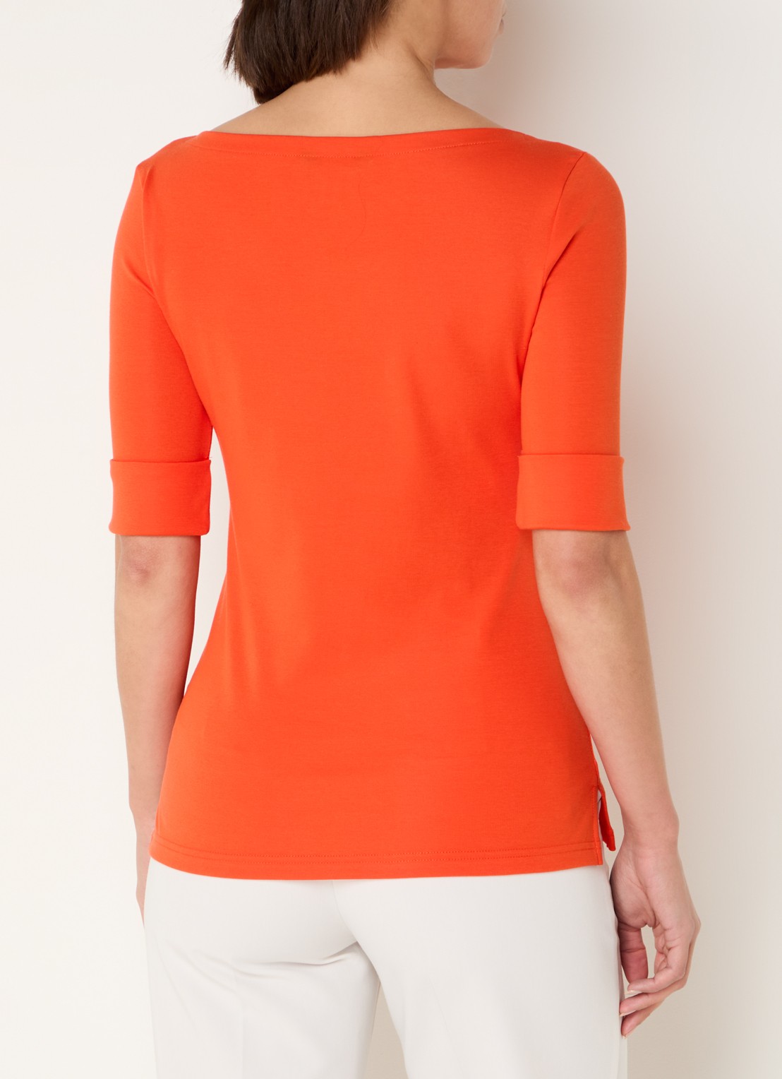 Ralph Lauren Top met boothals - achterkant 4 orange lily / oranje