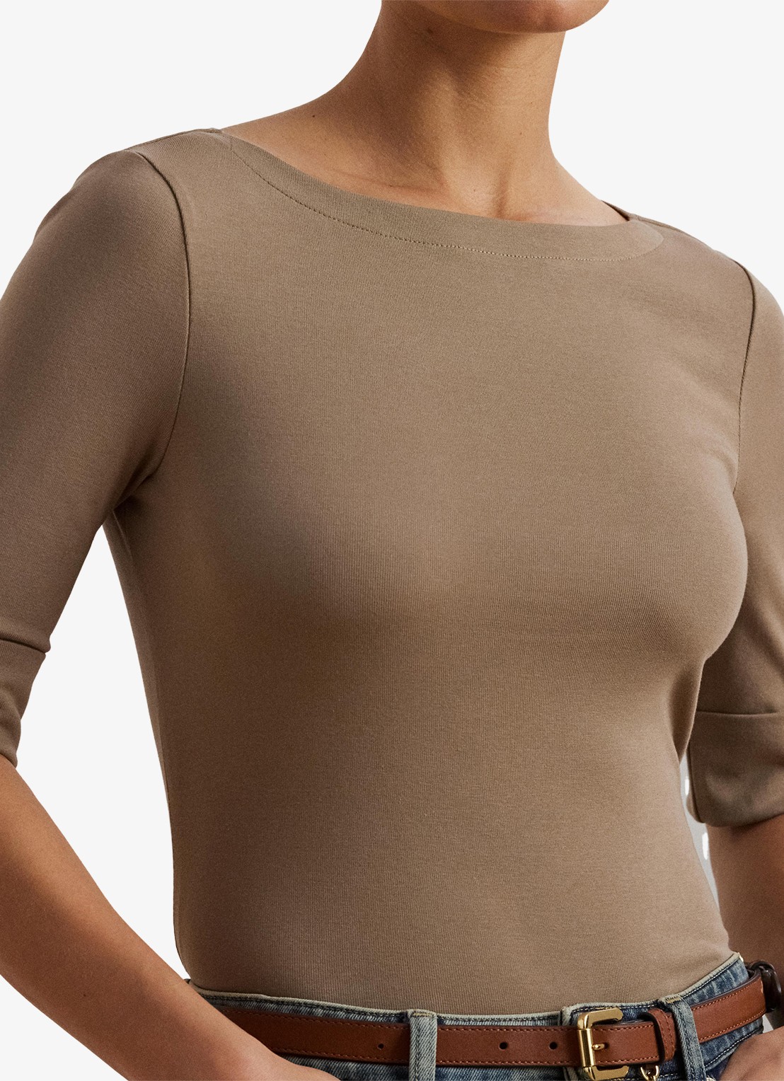 Ralph Lauren Top met boothals - detail 4 madison tan / beige