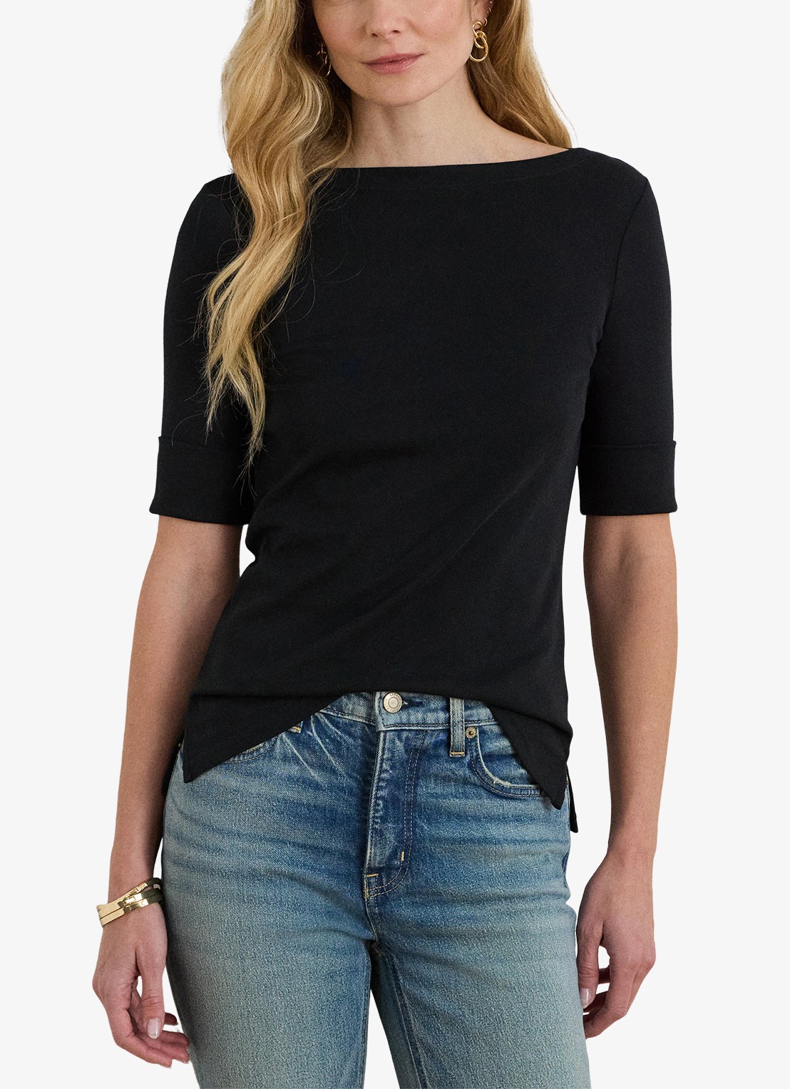 Ralph Lauren Top met boothals - detail 4 polo black / zwart