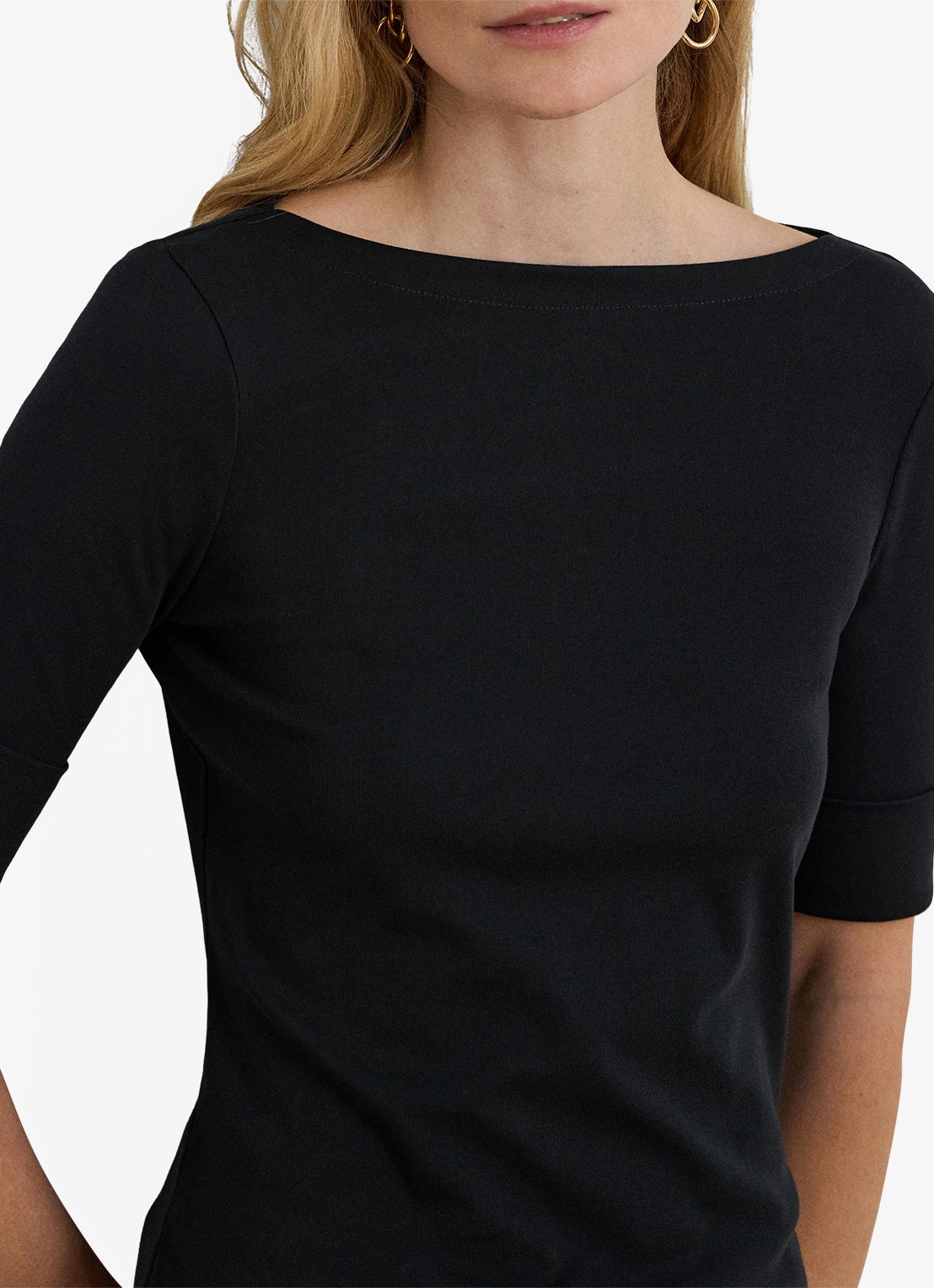 Ralph Lauren Top met boothals - detail 5 polo black / zwart