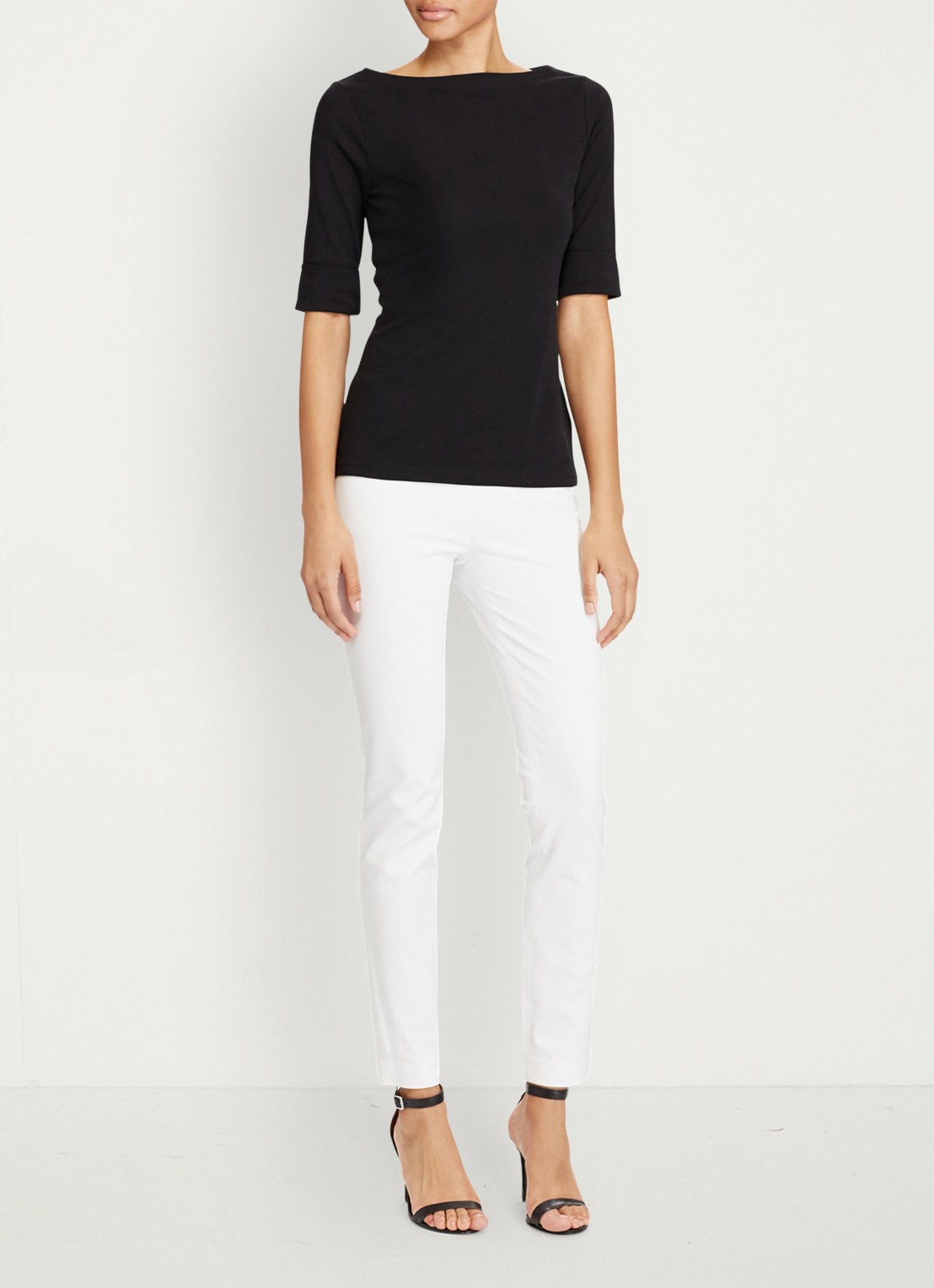 Ralph Lauren Top met boothals - voorkant 3 polo black / zwart
