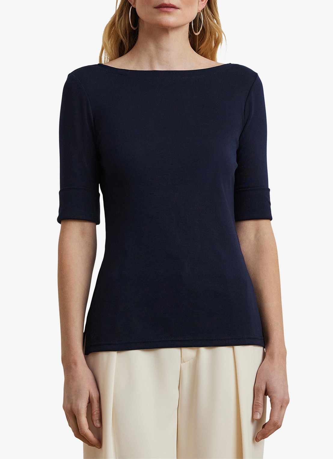 Ralph Lauren Top met boothals - detail 3 lauren navy / donkerblauw