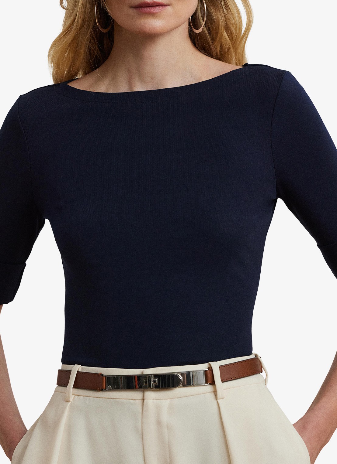 Ralph Lauren Top met boothals - detail 4 lauren navy / donkerblauw