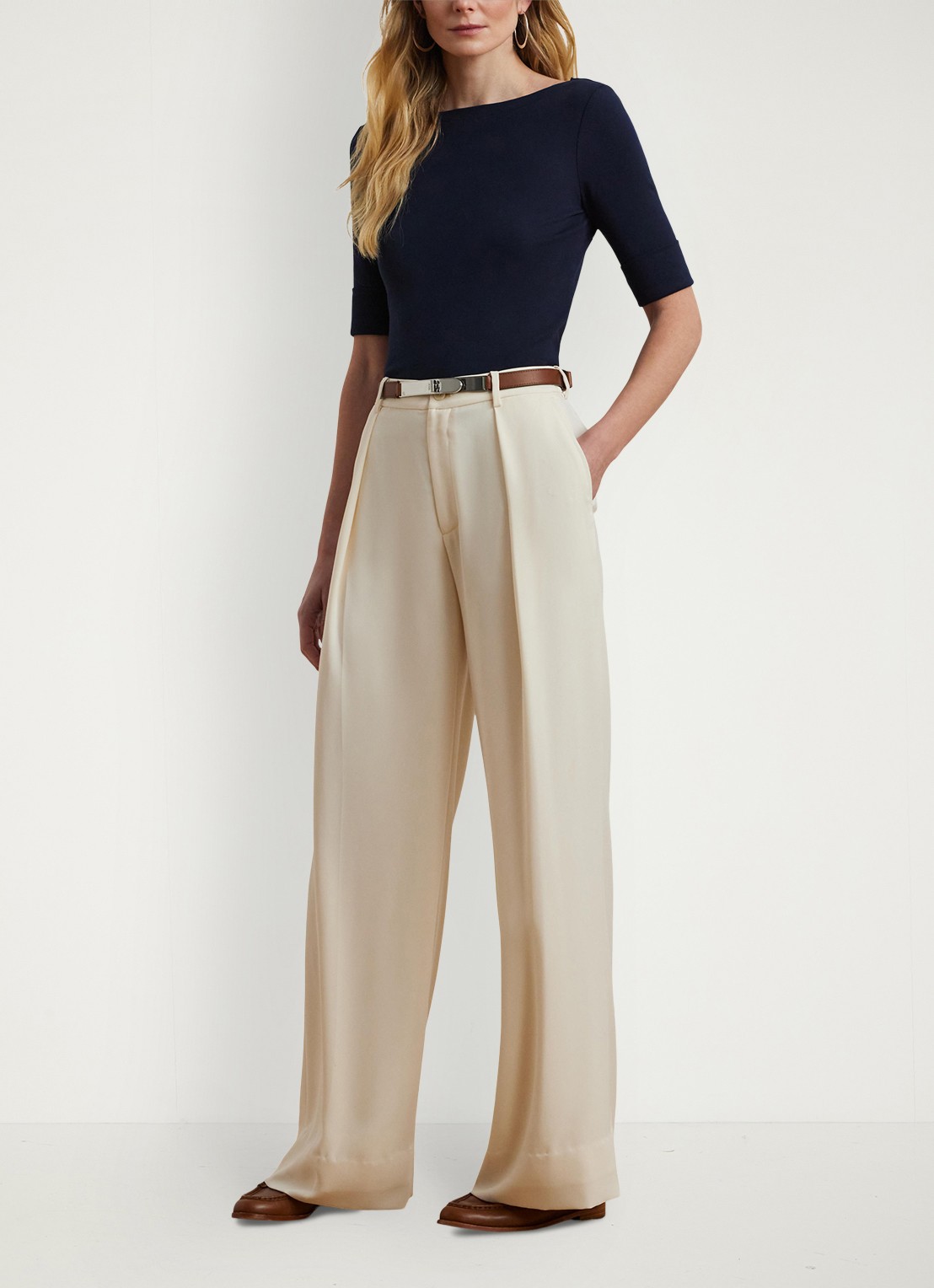 Ralph Lauren Top met boothals - voorkant 2 lauren navy / donkerblauw