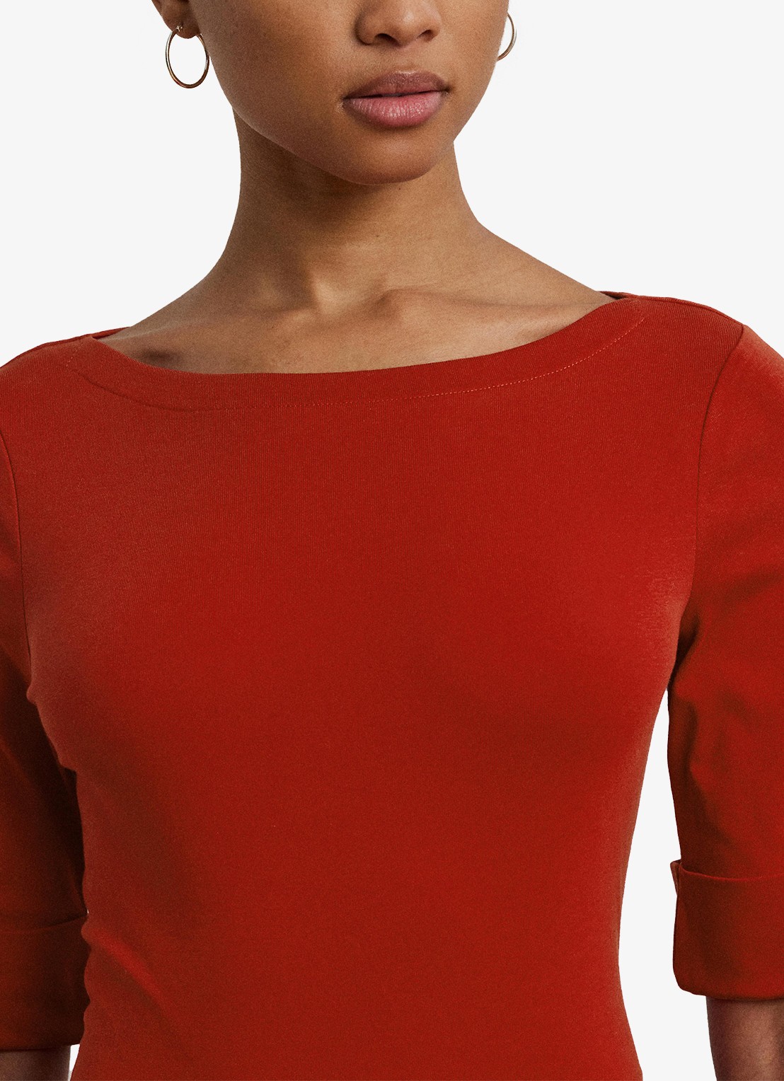 Ralph Lauren Top met boothals - detail 2 madison red / rood