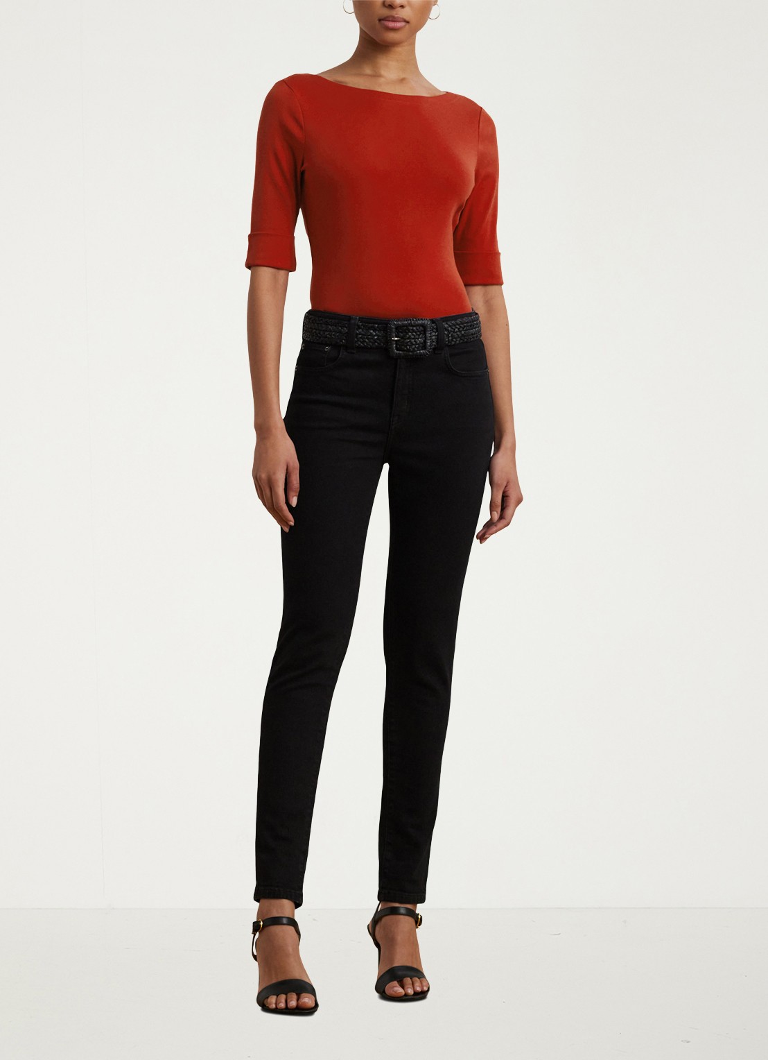 Ralph Lauren Top met boothals - voorkant 5 madison red / rood