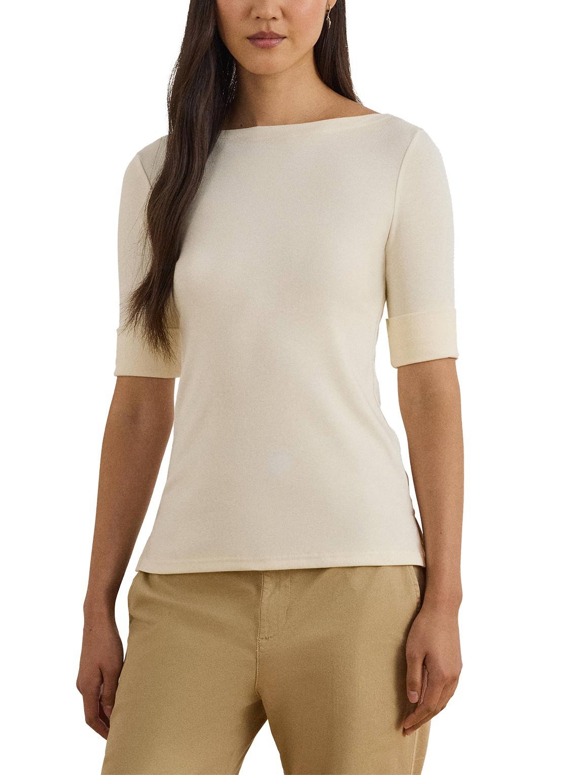 Ralph Lauren Top met boothals - detail 2 creme